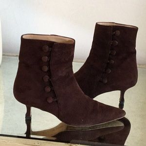MANOLO BLAHNIK BROWN SUEDE ANKLE BOOT
